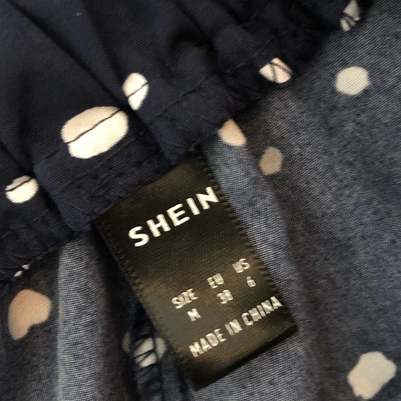 Shein|Satin Navy polka dot two piece SET, shorts & crop top•••Self tie crop top - Picture 10 of 15